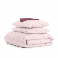 Двуспальная постель с простыней на резинке MINI DOTS CS50 COSAS розовый 180х220 см