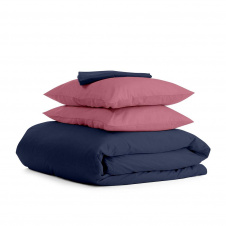 Сімейний комплект постільної білизни Dark Blue CS3 COSAS рожевий 2х160х220 см
