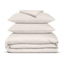 Двоспальна постіль сатин із простирадлом на резинці ALMOND CS1 Cosas Кремовий 180х220 см