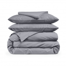 Двоспальна постіль сатин з простирадлом на гумці URBAN Cosas Графіт 180х220 см