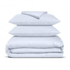 Евро постель сатин с простыней на резинке PORCELAIN Cosas Белый 200х220 см