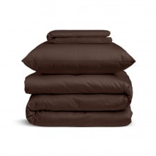 Підліткова постіль сатин з простирадлом на гумці BROWN Cosas Шоколад 160х220 см