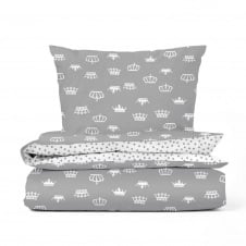 Детский комплект без простыни COSAS GREY CROWN Ранфорс 110х140 см Серый