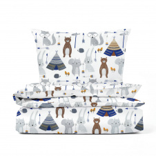 Подростковый комплект без простыни COSAS BEARS WIGWAMS Ранфорс 155х215 см Серый