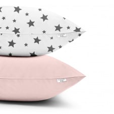 Набір наволочок COSAS BIG GREY STARS 50х70 см Рожевий/білий