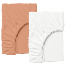 Набор Простыня на резинке COSAS WHITE/TERRAKOT Ранфорс 90х200х20 см 2 шт Оранжевый/Белый