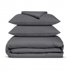 Сімейний комплект постільної білизни сатин STONE Cosas Антрацит 2х160х220 см