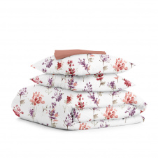 Семейная постель с простыней на резинке WATERCOLOR FLOWERS CS3 COSAS Фиолетовый 2х160х220 см