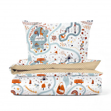 Детский комплект без простыни COSAS TRAVELING ANIMALS Ранфорс 110х140 см Терракотовый