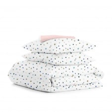 Евро комплект на резинке COSAS COLOR BLOTS CS4 Ранфорс 200х220 см Белый/Розовый