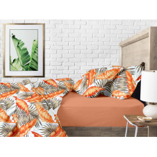 Двуспальный комплект COSAS ORANGE PALMS CS1 Ранфорс 180х220 см Оранжевый