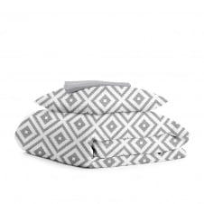 Подростковая постель с простыней на резинке GREY ORNAMENT COSAS серый 155х215 см