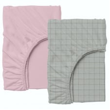 Набір простирадла на резинці COSAS GEOMETRY Ранфорс 180х200х20 см 2 шт Графіт/Рожевий