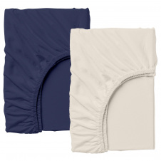 Набор Простыня на резинке COSAS BEIGE/DARK BLUE Ранфорс 140х200х20 см 2 шт Синий/Бежевый