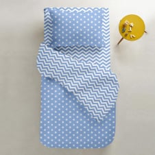 Дитяче простирадло COSAS BLUE ZIGZAG Ранфорс 60х120х12 см Блакитний