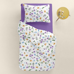 Підліткова постіль з простирадлом на гумці BIRDS CS2 Cosas Фіолетовий 160х220 см Ясногородка