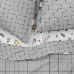 Двоспальна постіль з простирадлом на гумці Grey Geometry CS15 COSAS сірий 180х220 см Броди