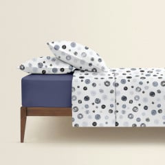 Двоспальна постіль з простирадлом на гумці Yarn Balls CS11 COSAS сірий 180х220 см Київ