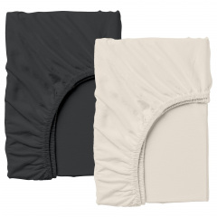 Набір простирадла на резинці COSAS BEIGE / BLACK Ранфорс 160х200х20 см 2 шт Чорний/Бежевий Коломия