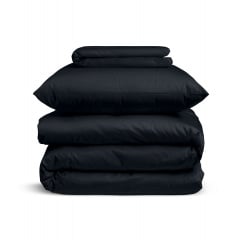 Подростковая постель сатин с простыней на резинке BLACK Cosas черный 160х220 см Киев