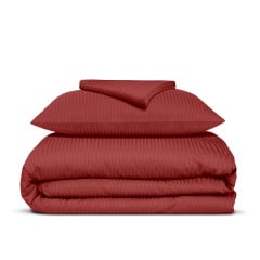 Подростковая постель сатин с простыней на резинке BURGUNDY CS1 Cosas Красный 160х220 см Киев