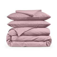 Евро постель сатин с простыней на резинке LILAC Cosas лиловый 200х220 см Киев