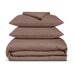 Двоспальна постіль сатин з простирадлом на гумці LATTE Cosas Коричневий 180х220 см Кривий Ріг