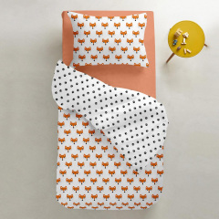 Підлітковий комплект на резинці COSAS FOX PAWS Ранфорс 155х215 см Помаранчевий Веселе