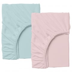 Набір простирадла на резинці COSAS ROSE / BLUE Ранфорс 140х200х20 см 2 шт Блакитний/Рожевий Шостка