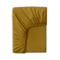 Евро постель сатин с простыней на резинке CURCUMA Cosas Горчичный 200х220 см Ясногородка