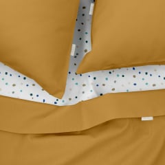 Двоспальна постіль з простирадлом на гумці COSAS Curcuma 180х220 см Різнокольоровий Вишгород