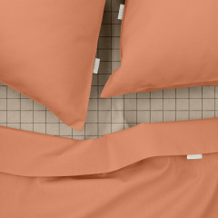 Двоспальна постіль з простирадлом на гумці Amber COSAS Теракотовий 180х220 см Южноукраїнськ