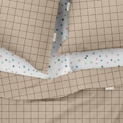 Двоспальна постіль з простирадлом на гумці COSAS Beige Geometry CS6 180х220 см Різнокольоровий Київ