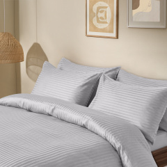 Євро постіль сатин з простирадлом на гумці SILVER CS1 Cosas сірий 200х220 см Ясногородка