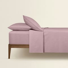 Евро постель сатин с простыней на резинке SAKURA Cosas лиловый 200х220 см Ясногородка