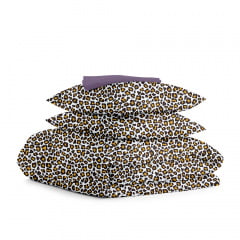 Двоспальна постіль з простирадлом на гумці Leopard CS7 COSAS Бежевий 180х220 см Мукачево