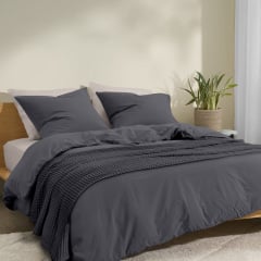 Плед-покривало вафельне COSAS 240х260 см Lava Greek Waffle Антрацит Кобижча