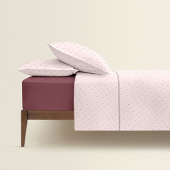 Полуторна постіль з простирадлом на гумці Mini Dots CS24 COSAS рожевий 160х220 см Костопіль