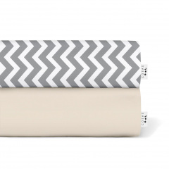Набір простирадла на резинці COSAS BEIGE ZIGZAG Ранфорс 60х120х12 см 2 шт Бежевий/Білий Жмеринка