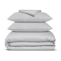 Євро постіль сатин з простирадлом на гумці SILVER Cosas сірий 200х220 см Дубно