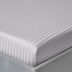 Євро постіль сатин з простирадлом на гумці SILVER Cosas сірий 200х220 см Дубно