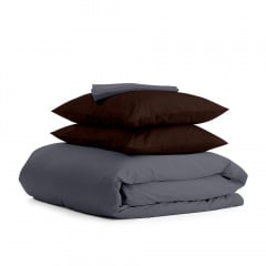 Полуторное постельное белье сатин Grey CS3 COSAS Шоколад 160х220 см Братское