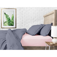 Сімейний комплект COSAS STORMY CS2 Ранфорс 2х160х220 см Сталевий/Рожевий Київ