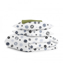 Полуторная постель с простыней на резинке Yarn Balls CS3 COSAS серый 160х220 см Ужгород