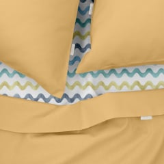 Евро постель с простыней на резинке Honey CS3 COSAS Золотистый 200х220 см Васильков