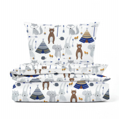 Підлітковий комплект без простирадла COSAS BEARS WIGWAMS Ранфорс 155х215 см Сірий Вишневе