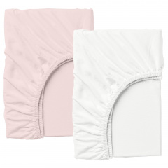 Набір простирадла на резинці COSAS WHITE / PUDRA Ранфорс 140х200х20 см 2 шт Рожевий/Білий Шепетівка