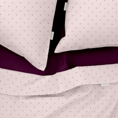 Двоспальна постіль з простирадлом на гумці MINI DOTS CS21 COSAS рожевий 180х220 см Куйбишеве