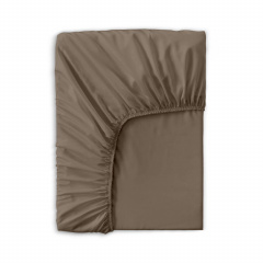 Двоспальна постіль сатин з простирадлом на гумці MOUSSE Cosas Коричневий 180х220 см Бердянськ