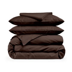 Двоспальна постільна білизна сатин BROWN Cosas Шоколад 180х220 см Ніжин